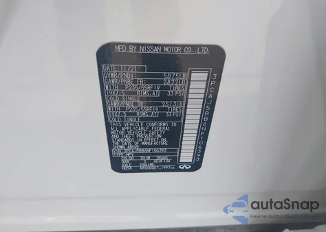 2022 Infiniti Qx50 Luxe Awd z USA, uszkodzony, nr VIN 3PCAJ5BB6NF106393